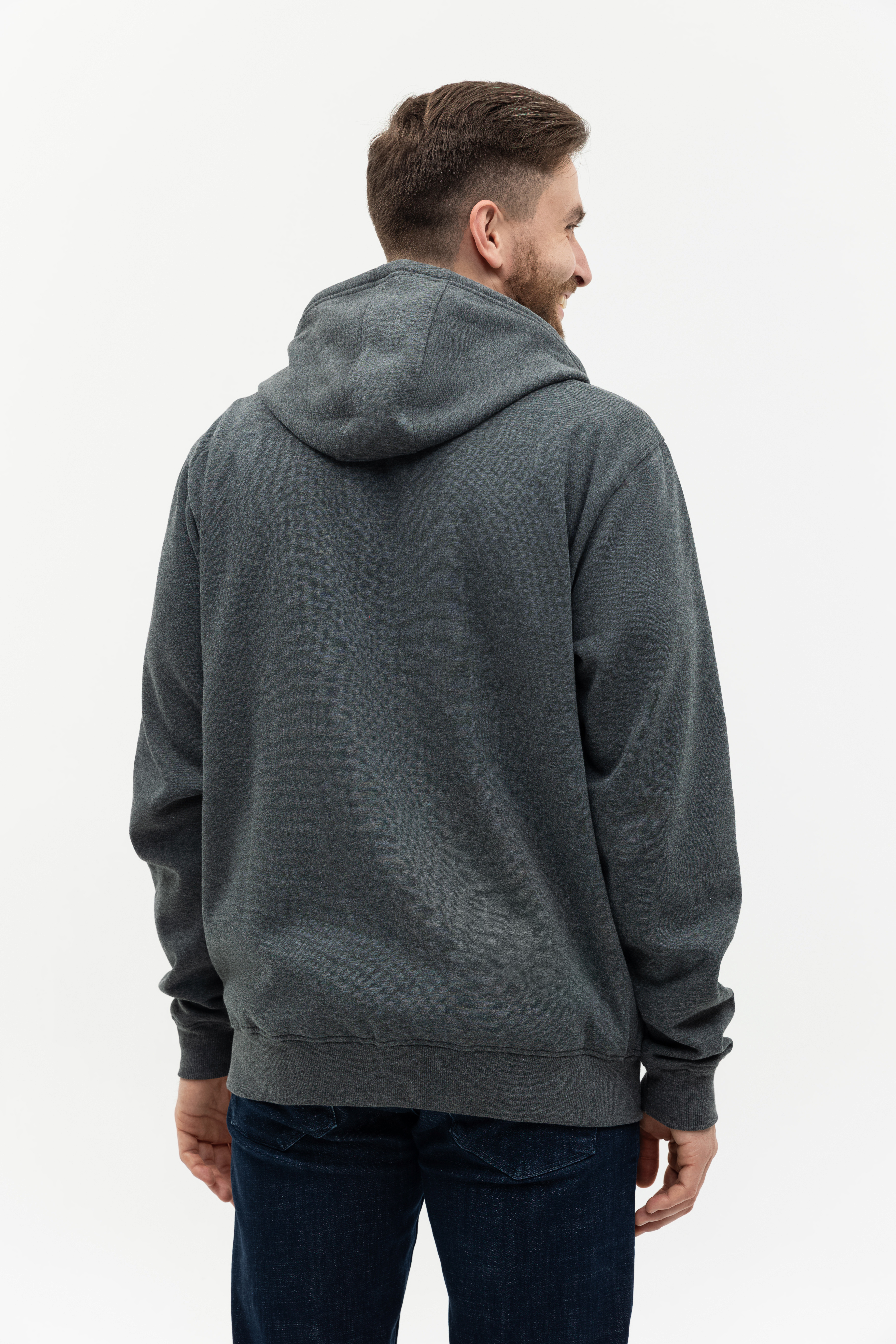 Толстовка мужская STAN с капюшоном на молнии футер с начёсом 280, 17, Тёмный меланж,  (60/1)  (52/XL)