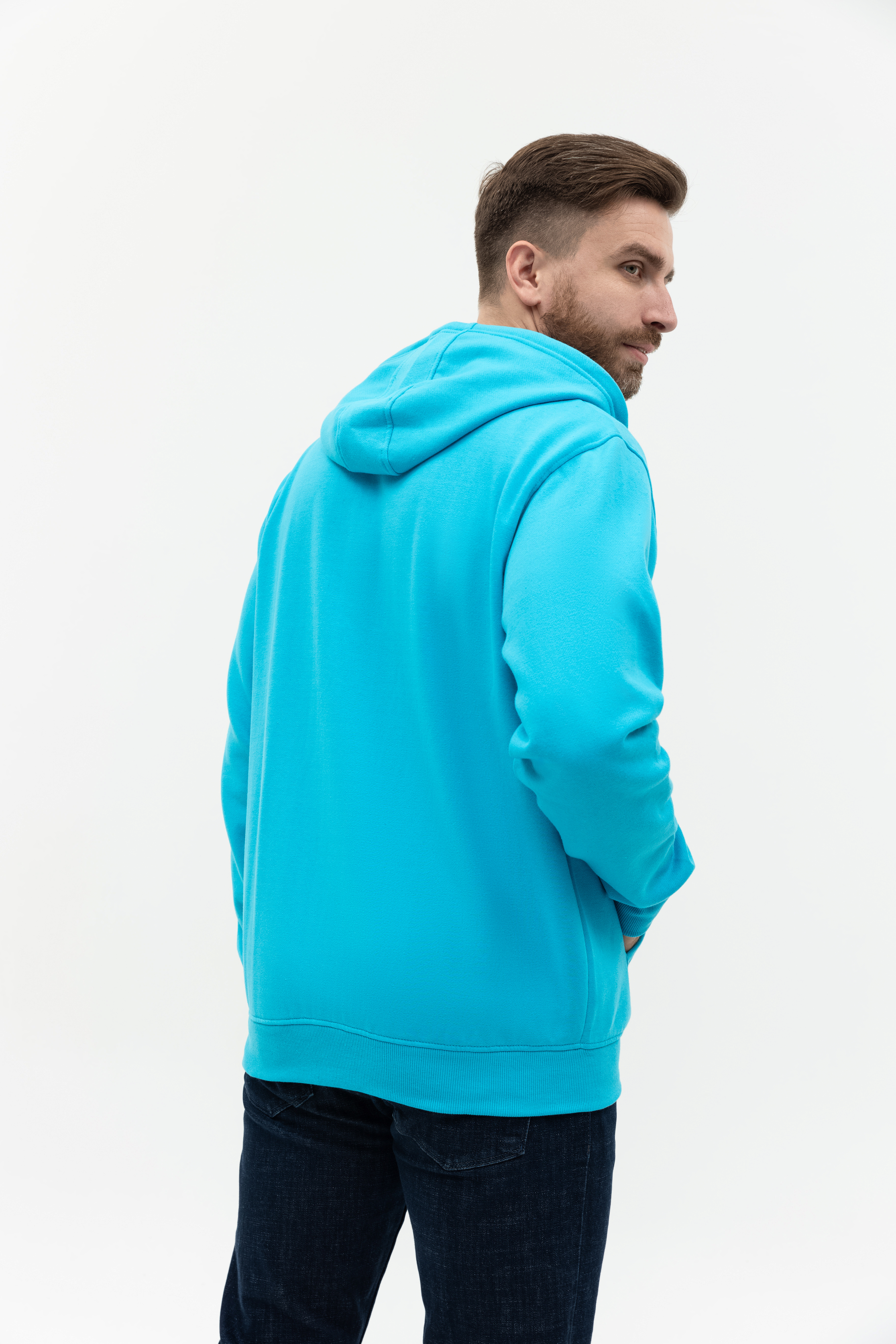 Толстовка мужская STAN с капюшоном на молнии футер с начёсом 280, 17, Бирюзовый,  (32)  (56/XXXL)