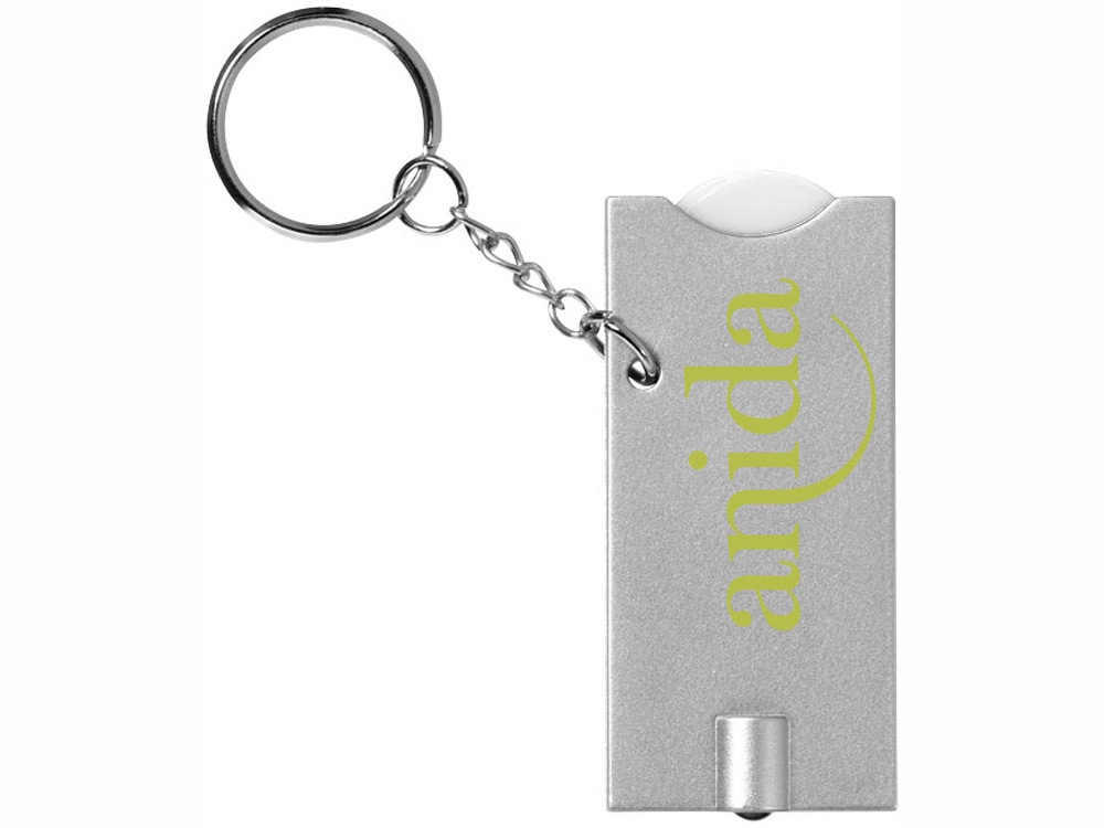 Брелок-держатель для монет Allegro с фонариком, белый/серебристый