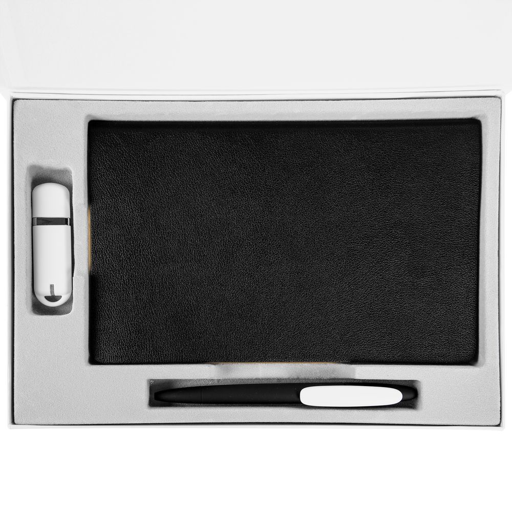 Коробка Silk с ложементом под ежедневник 13x21 см, флешку и ручку — пример нанесения логотипа (сделано в России) | Print Logo