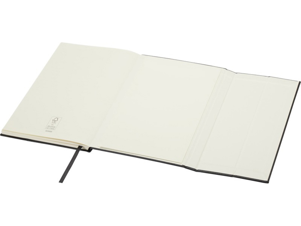 Блокнот Alejandra формата А5 с твердой обложкой из переработанной кожи - сплошной черный