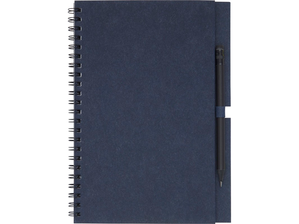 Блокнот Luciano Eco на пружине, с карандашом, средний, синий