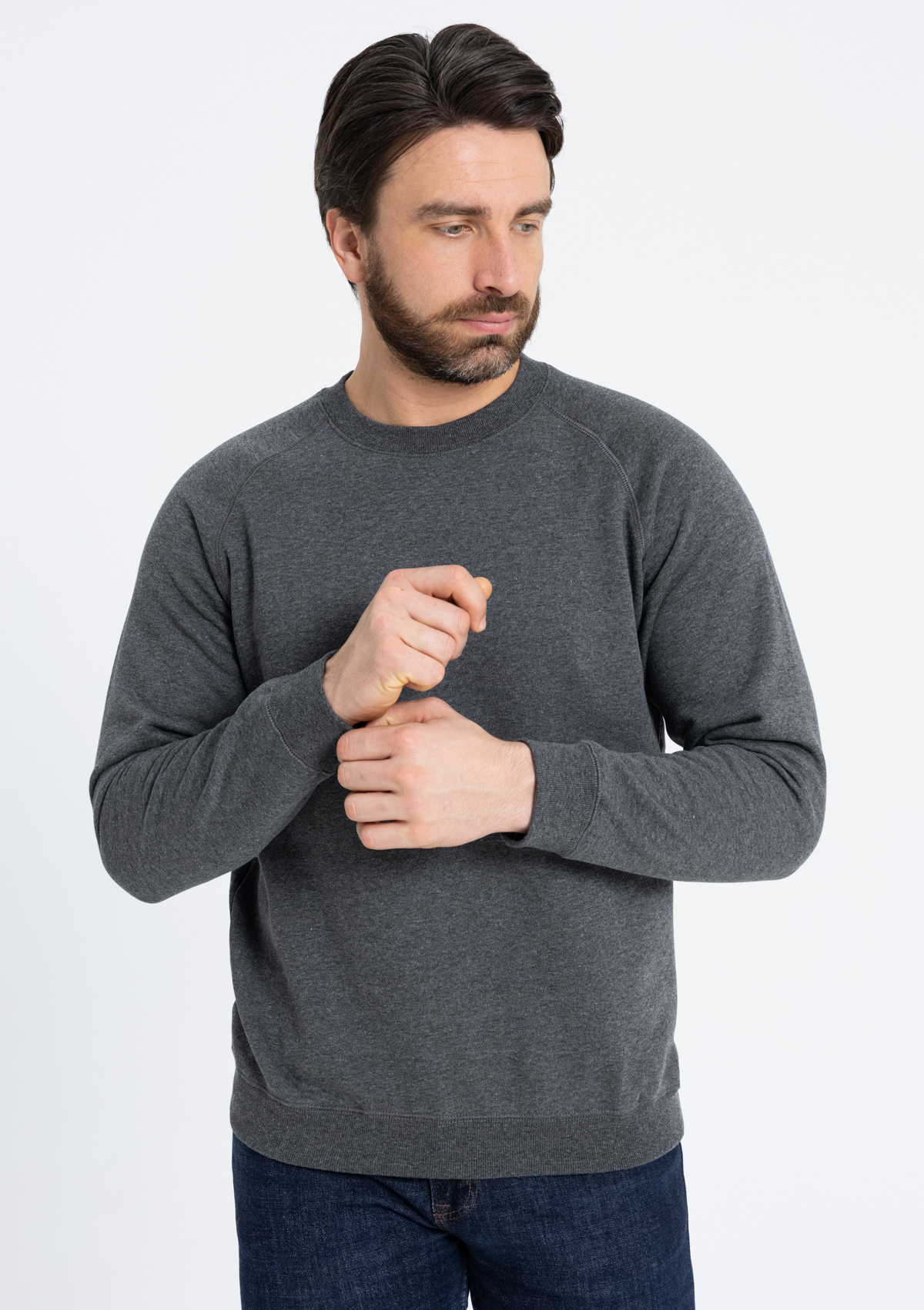 Свитшот унисекс STAN футер с начёсом 260, 53, Тёмный меланж,  (60/1)  (52/XL)