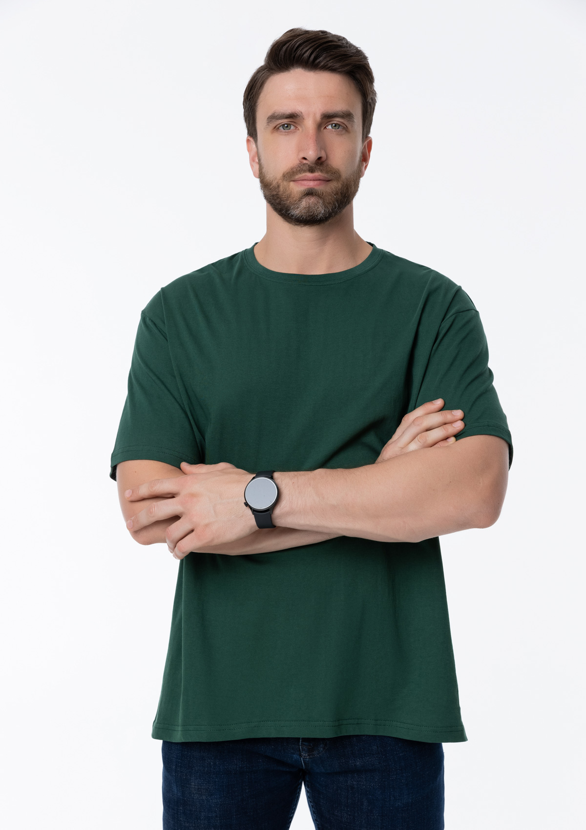 Футболка унисекс без бокового шва STAN хлопок 160, 02, Тёмно-зелёный,  (130)  (44/XS)