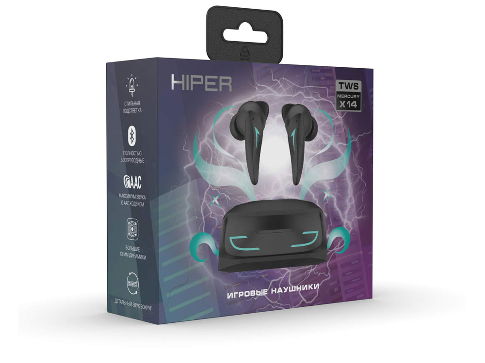 Беспроводные наушники HIPER TWS Mercury X14 (HTW-MX14) Bluetooth 5.1 гарнитура, Черный (Р)