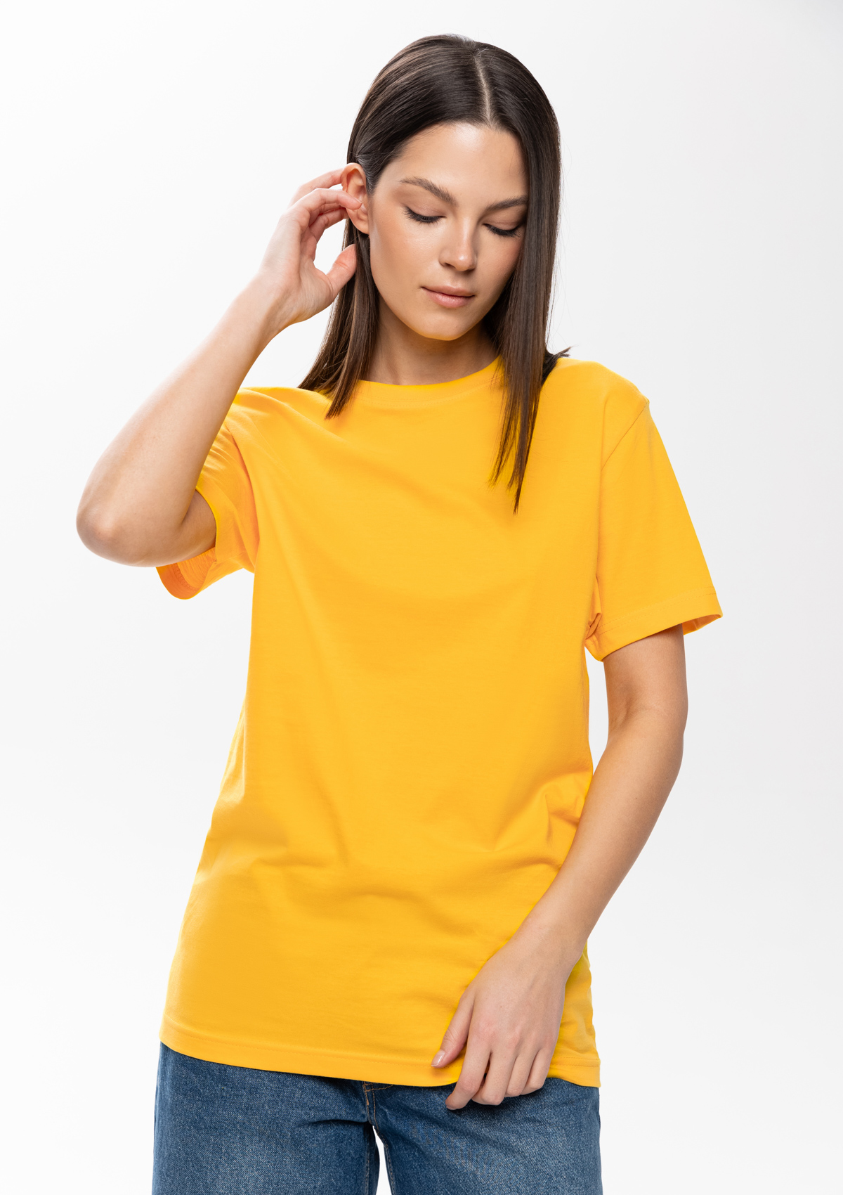 Футболка унисекс без бокового шва STAN хлопок 160, 02, Жёлтый,  (12/1)  (48/M)