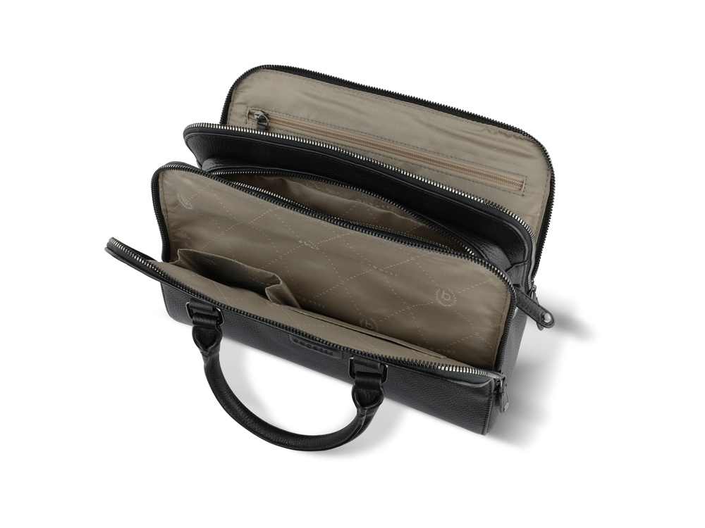 Сумка женская BUGATTI ЭЛЬЗА | ELSA, чёрная, воловья кожа/полиэстер, 32х13х22 см