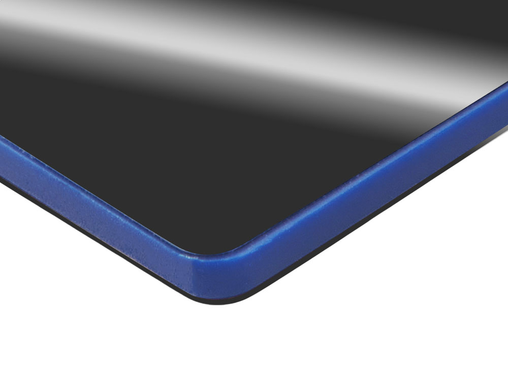 Металлический брелок с пластиковой цветной вставкой SteelPop Rct, серебристый с синим