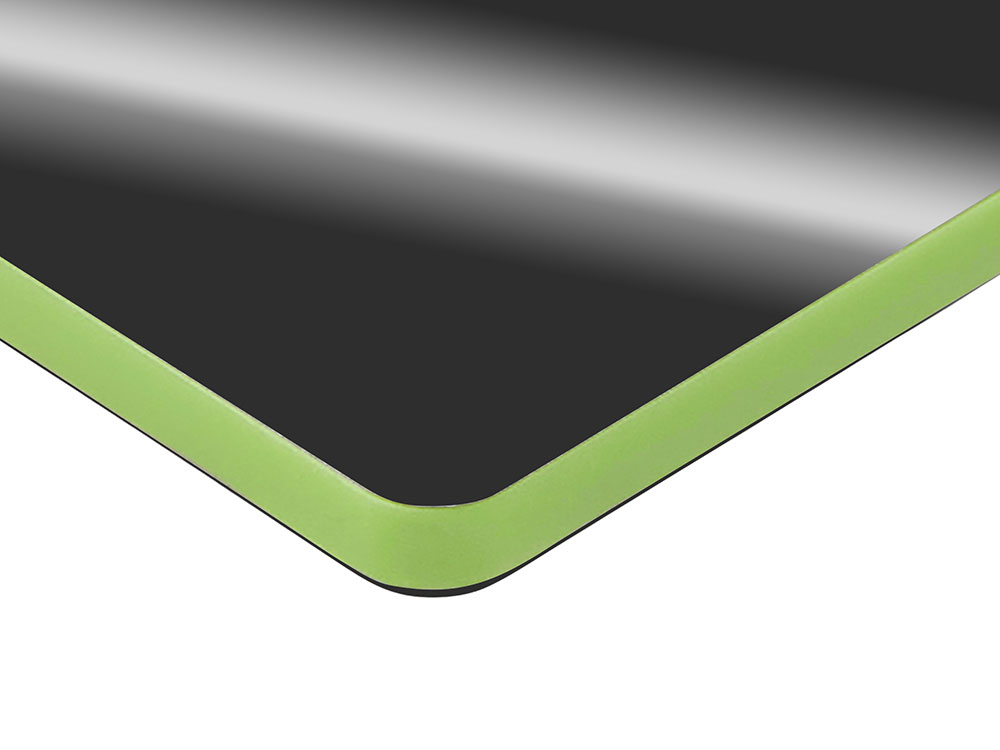 Металлический брелок с пластиковой цветной вставкой SteelPop Rct, серебристый с зеленым яблоком