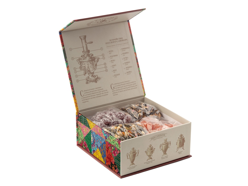 Подарочный набор c купажами чая и сладостями Весенние птицы с логотипом СУГРЕВЪ | Print Logo