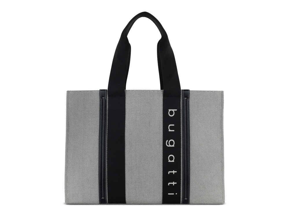 Сумка-тоут женская BUGATTI АМБРА | AMBRA, серо-черный цвет, хлопок/полиэстер, 45х14х32 см