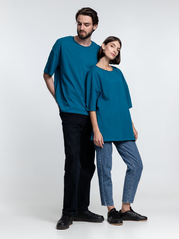 Футболка унисекс оверсайз Crosstown, бирюзовая (морская волна), размер XL