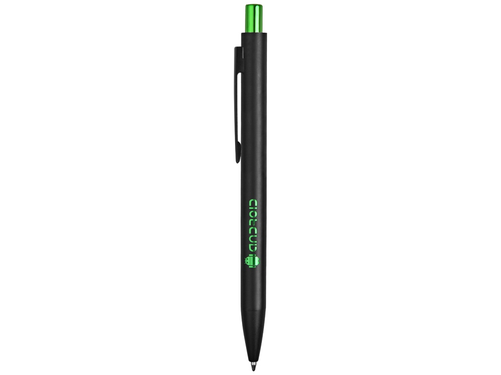 Ручка металлическая шариковая Blaze с цветным зеркальным слоем, черный/зеленое яблоко
