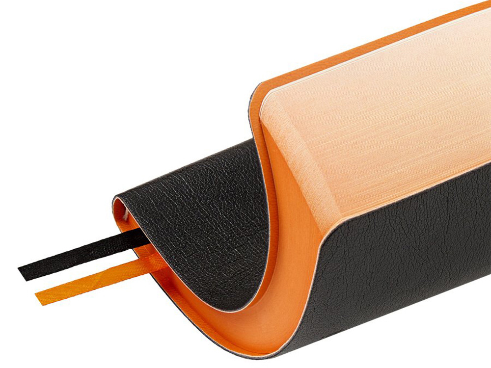 Ежедневник недатированный А5 Boston, черный (оранжевый обрез)