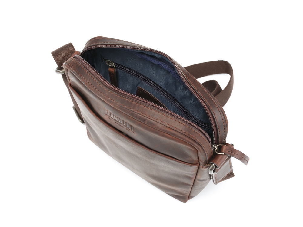 Сумка через плечо KLONDIKE DIGGER Jake, натуральная кожа в темно-коричневом цвете, 26 x 22 x 7 см