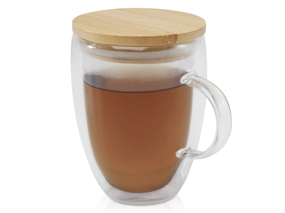 Кружка с бамбуковой крышкой Leona с логотипом Seasons | Print Logo