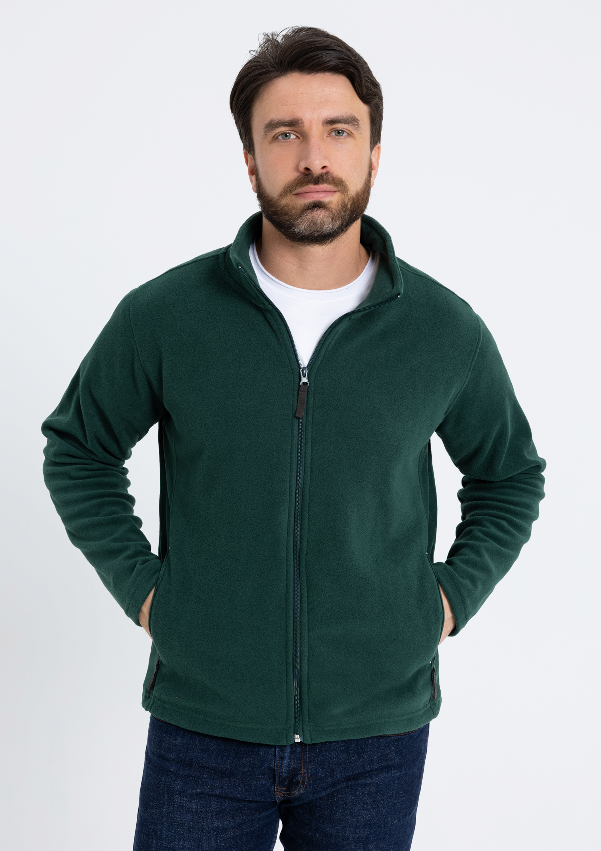 Толстовка унисекс STAN на молнии микрофлис 200, 21, Тёмно-зелёный,  (130)  (54/XXL)