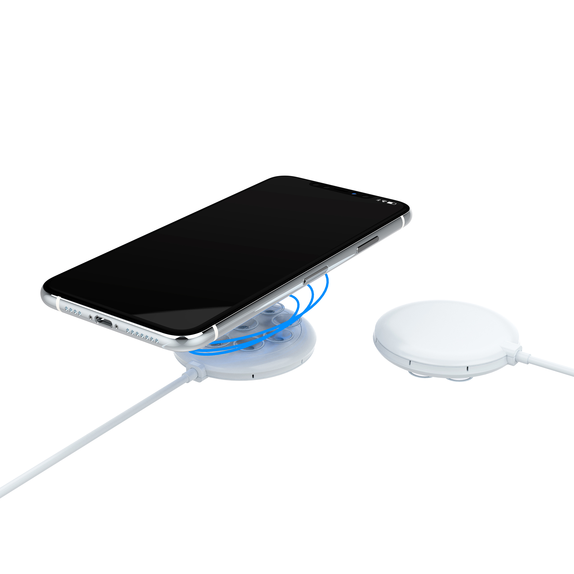 Беспроводное (15W) зарядное устройство "Sticker" с присосками фото на сайте Print Logo.