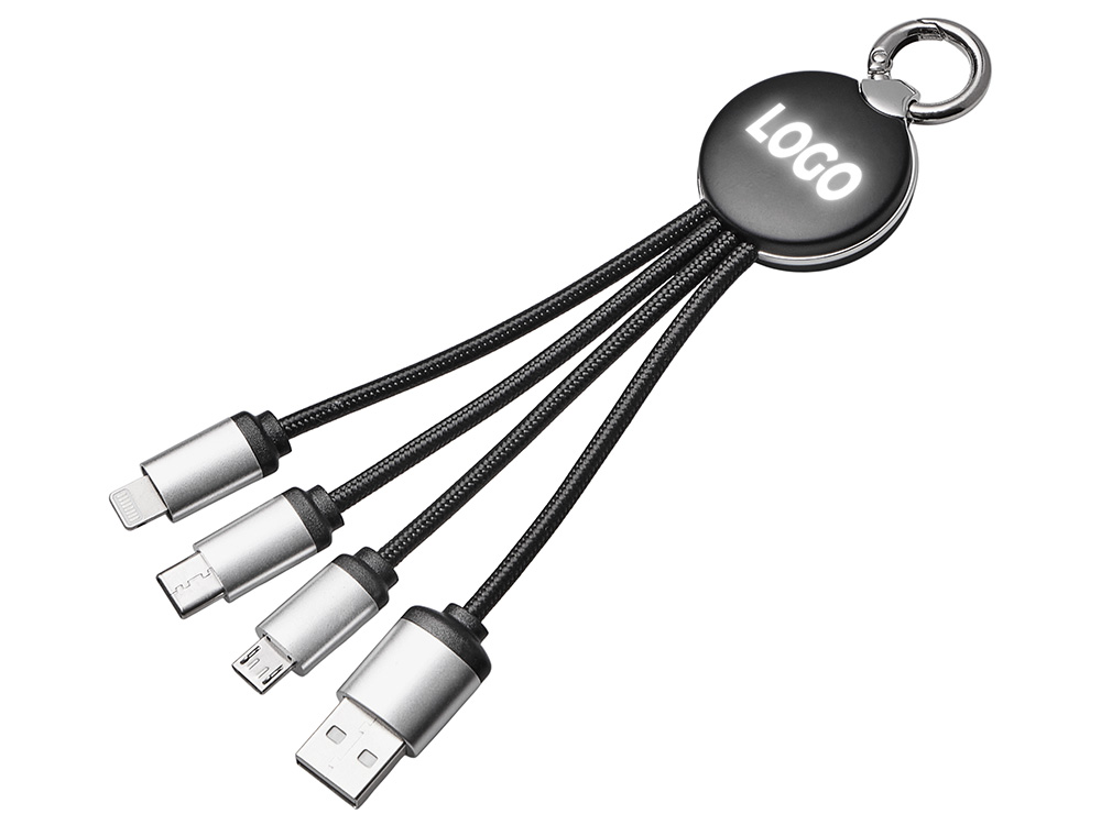 Зарядный кабель 3-в-1 с подсветкой лого Ion mini с логотипом Evolt | Print Logo