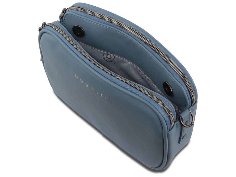 Сумка кросс-боди женская BUGATTI АЛМАТА | ALMATA, голубая, полиуретан, 21,5х6х15 см