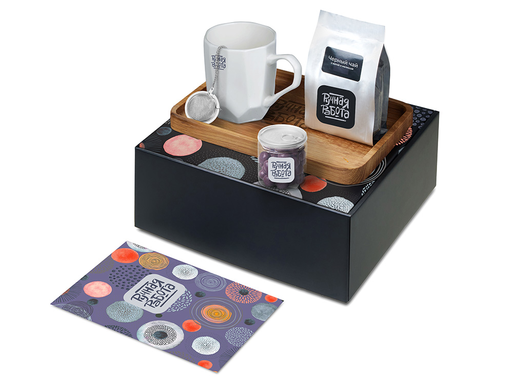 Подарочный набор Re:y. Hearth  с кружкой, подносом и чаем с логотипом  | Print Logo