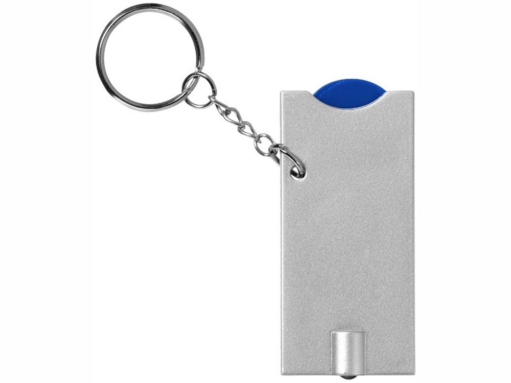Брелок-держатель для монет Allegro с фонариком, ярко-синий/серебристый