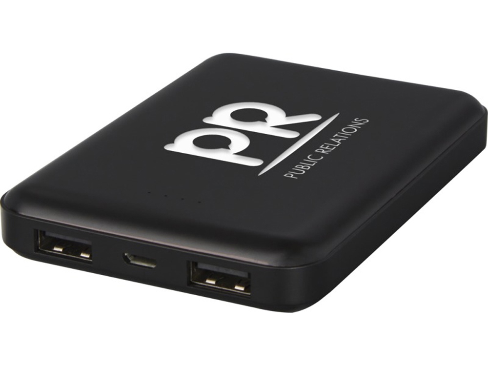 Gleam Ультратонкое портативное зарядное устройство с подсветкой емкостью 5000 мАч, черный