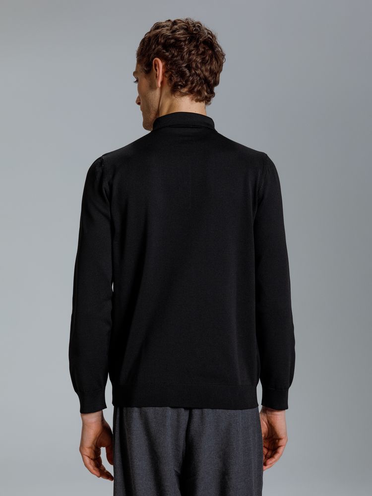 Рубашка поло мужская с длинным рукавом Terrazzo, черная, размер 2XL/3XL