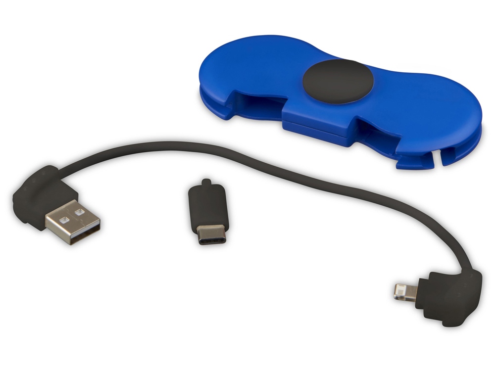 Спиннер с зарядными кабелями, ярко-синий