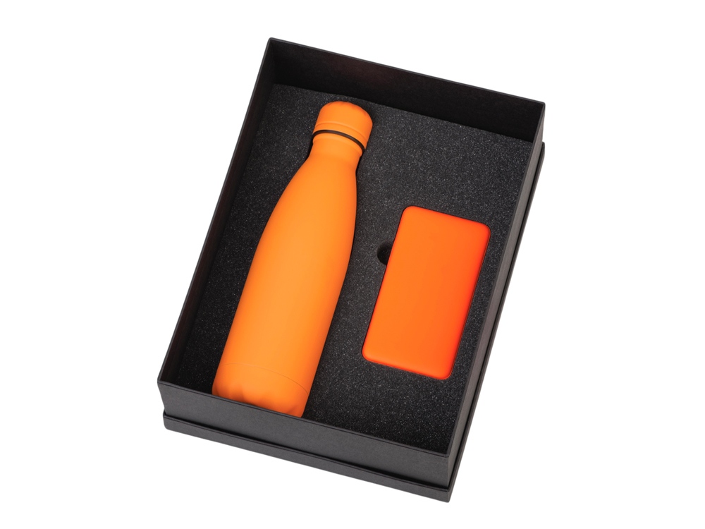 Подарочный набор с термобутылкой и повербанком С2, оранжевый