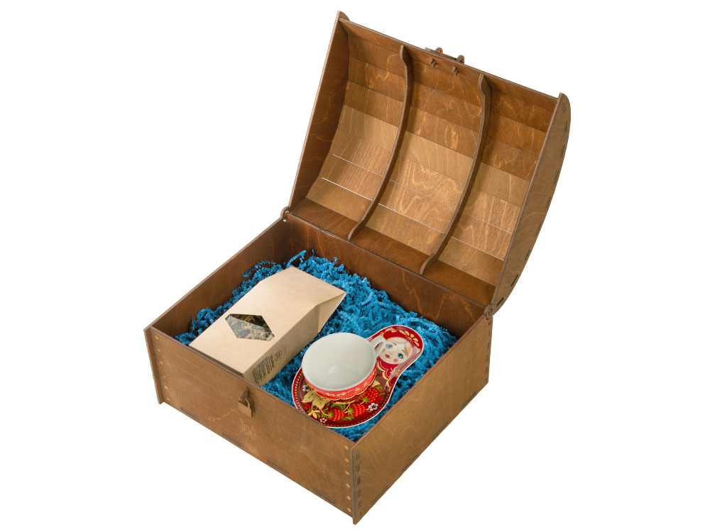 Подарочный набор: чайная пара, чай Малина с мятой с логотипом  | Print Logo