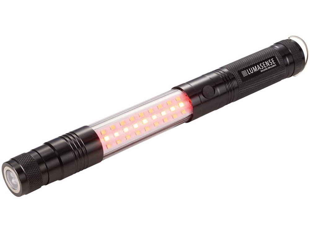 Телескопический фонарь с боковой лампой, черный