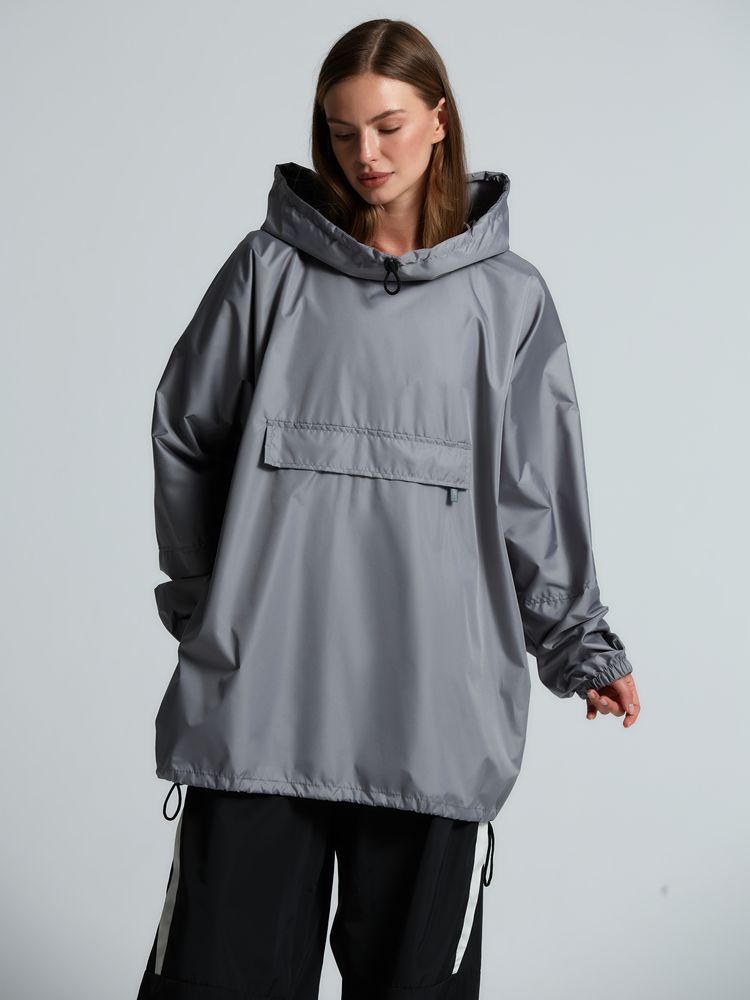 Дождевик-анорак Hard Work, укороченный, черный фото на сайте Print Logо.