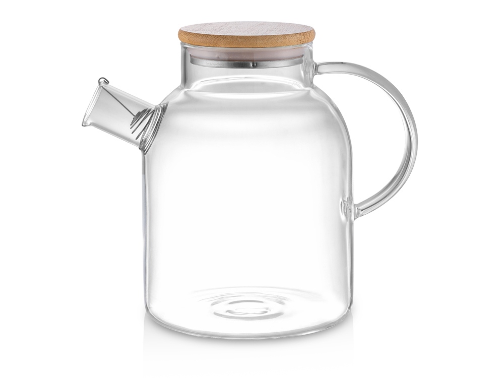 Стеклянный чайник с бамбуковой крышкой Sencha M с логотипом Eat&Bite Select | Print Logo