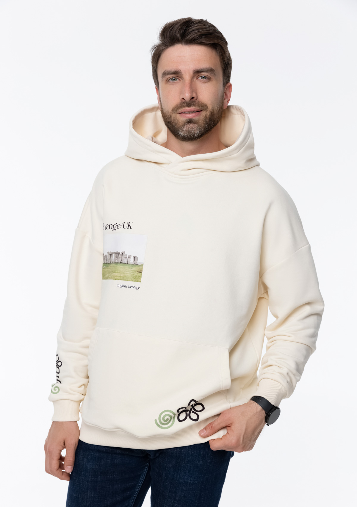 Худи унисекс STAN оверсайз футер без начёса 350, 66, Молочный,  (11)  (50/L)