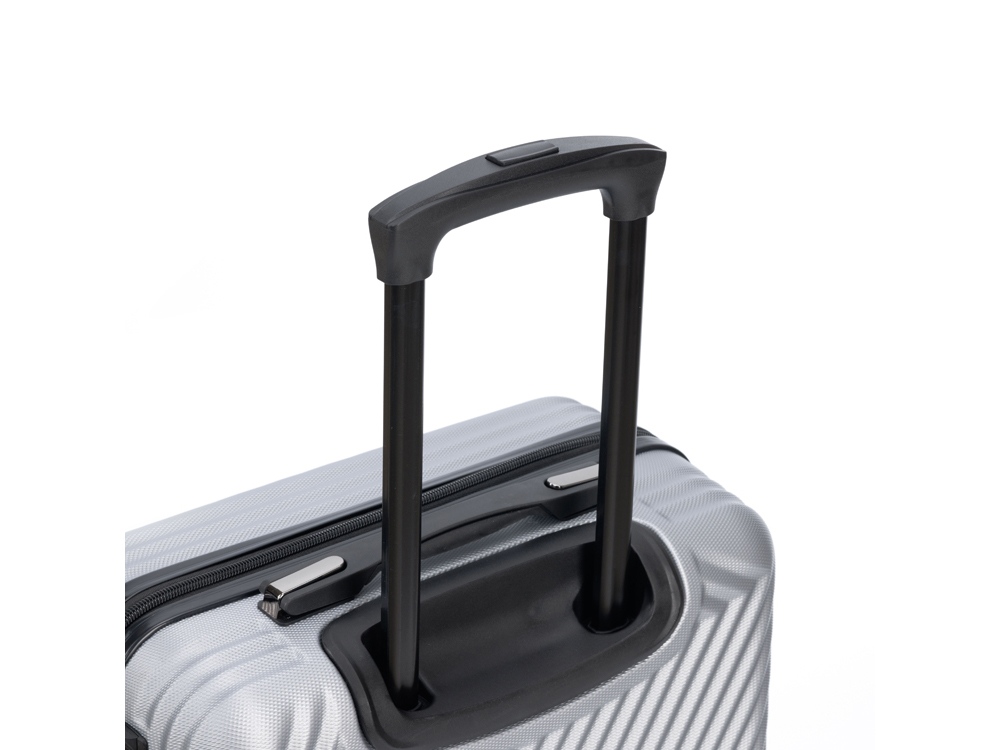 Чемодан TORBER ЛАМА, серебристый, ABS-пластик, 38 х 21 х 55 см, 37 л