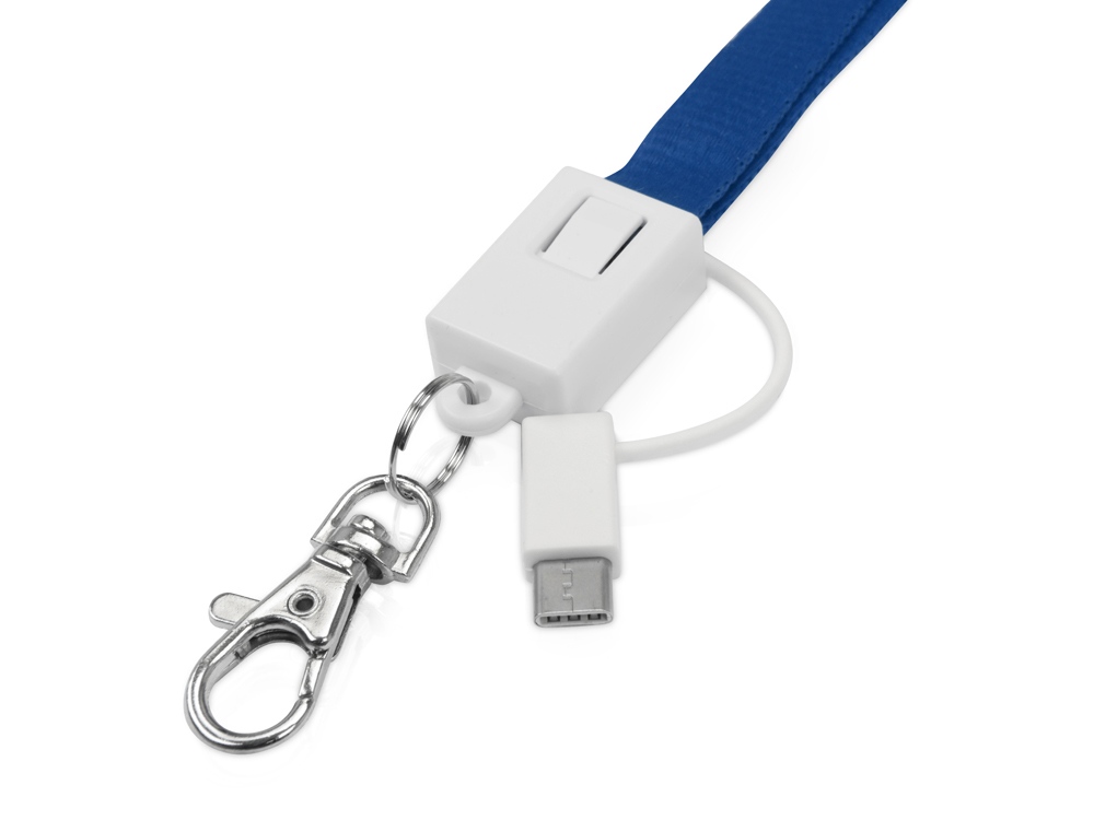 Ланьярд с зарядным кабелем 3-в-1 xTape, синий