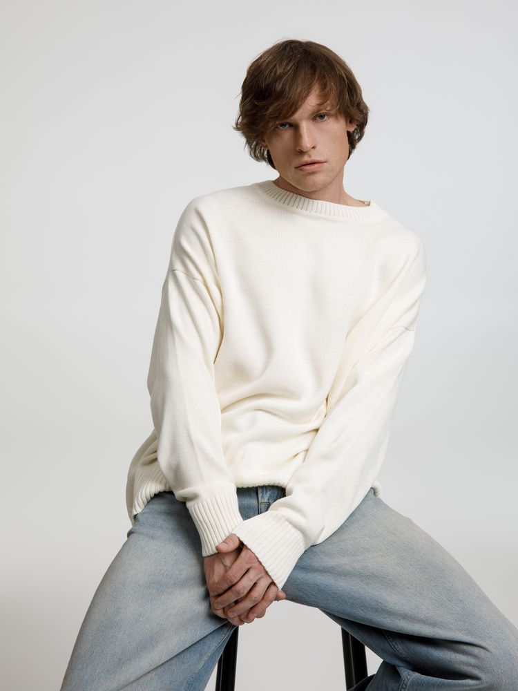 Джемпер оверсайз унисекс Stated в сумке, белый (молочный), размер S/M