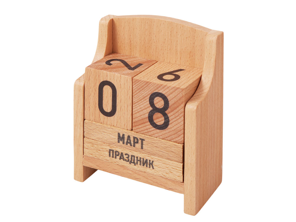 Вечный календарь из бука с логотипом  | Print Logo