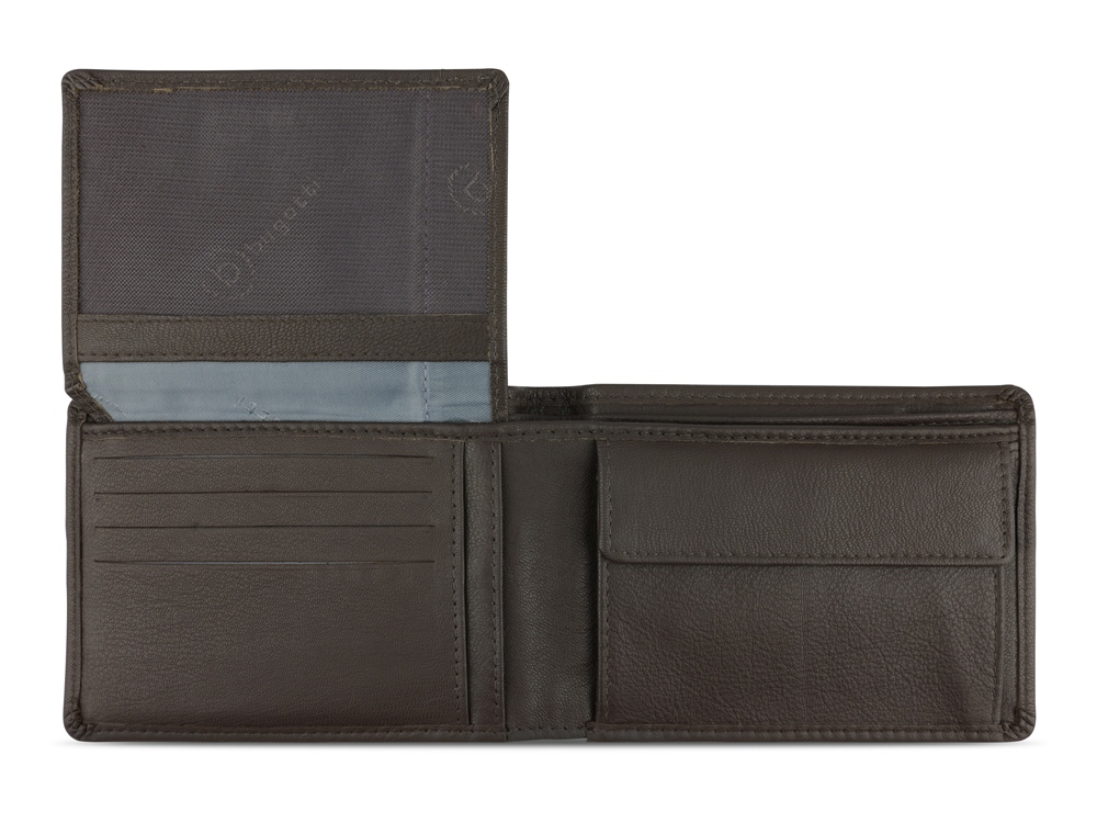 Портмоне BUGATTI Bomba, с защитой данных RFID, коричневое, кожа/полиэстер, 12,5х2х9 см