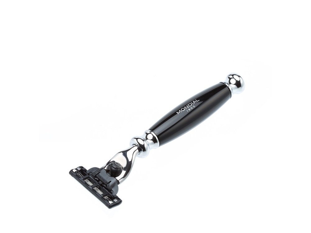 Бритвенный набор Mondial: станок MACH3, помазок, крем для бритья Tabacco verde, цвет черный