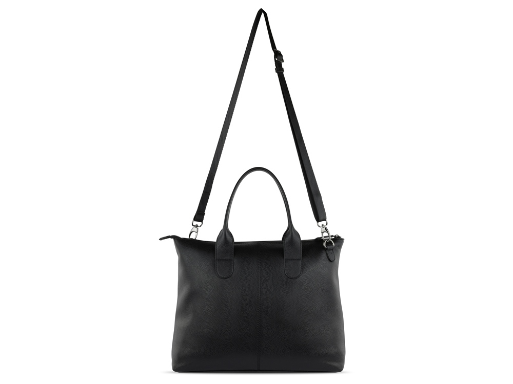 Сумка-шоппер BUGATTI ЭЛЬЗА | ELSA, чёрная, воловья кожа/полиэстер, 46х11х31,5 см