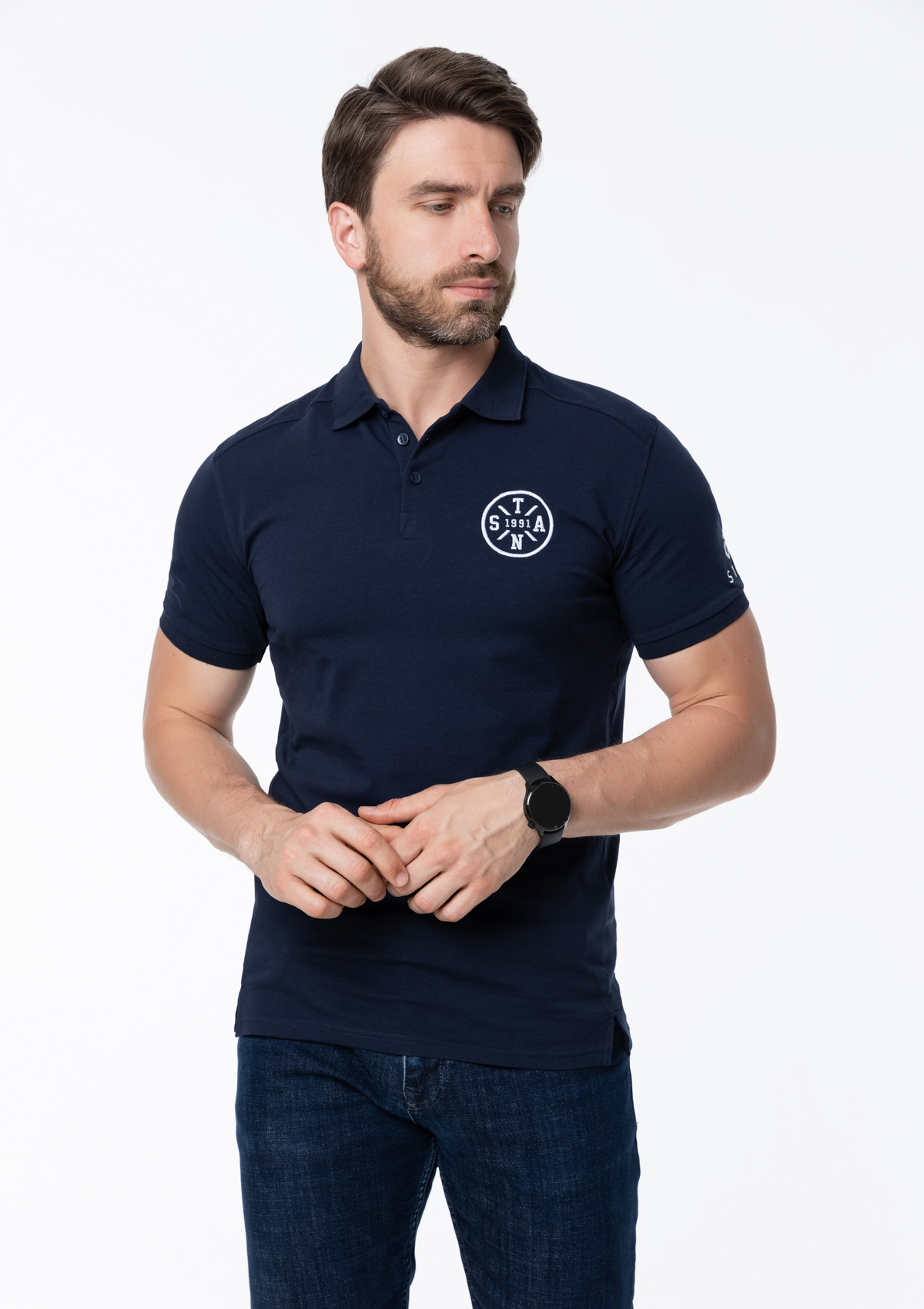 Рубашка поло унисекс STAN хлопок/эластан 200, 05, Тёмно-синий,  (46)  (52/XL)