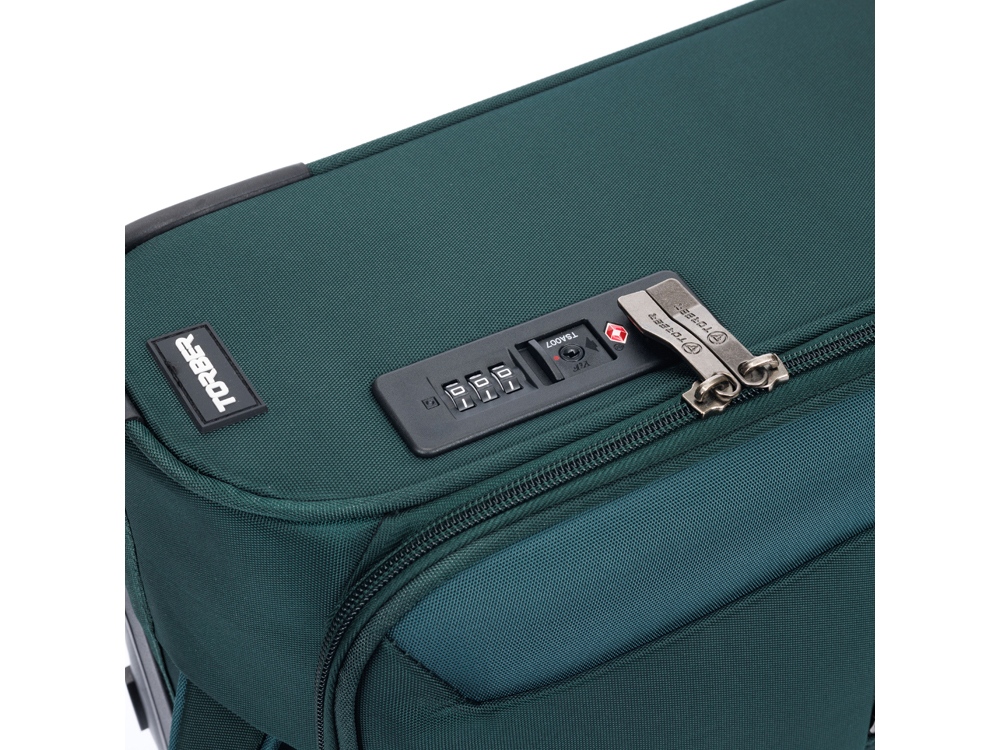 Чемодан TORBER СЕЙД, тёмно-зелёный, нейлон 600D, 36,5 х 19 х 54 см, 32 л