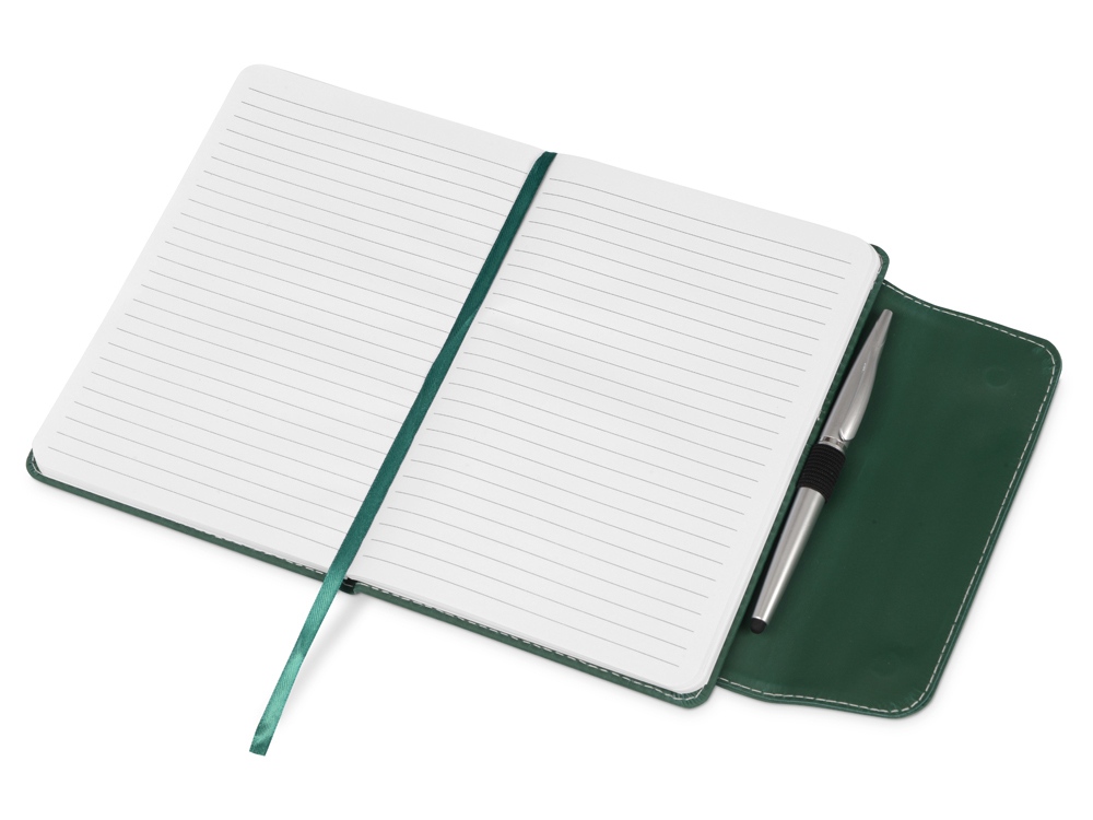 Блокнот A5 Horsens с шариковой ручкой-стилусом, зеленый