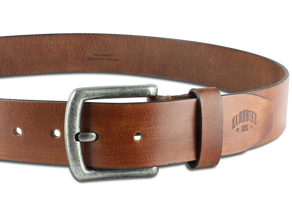 Ремень KLONDIKE Creek, односторонний, натуральная воловья кожа, цвет коньячный, 130 х 4 см