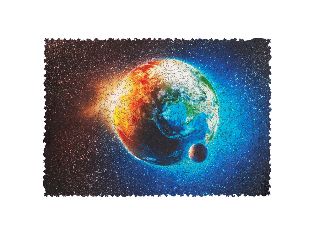Деревянный пазл Earth с логотипом Unidragon | Print Logo