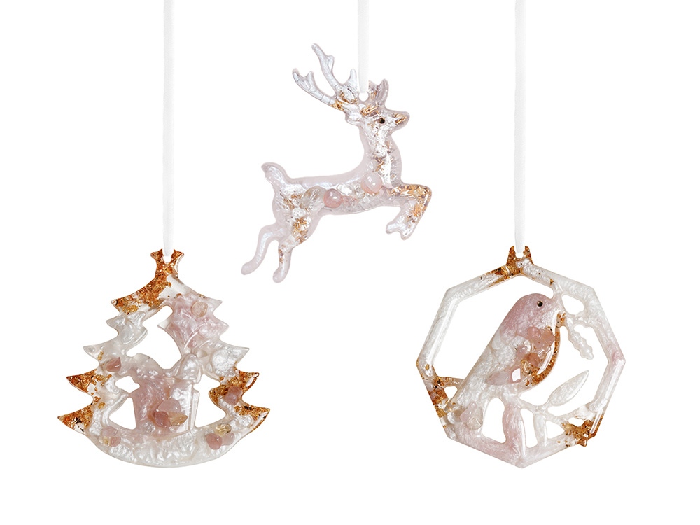 Набор елочных игрушек: Снегирь, Олень, Ель с логотипом  | Print Logo