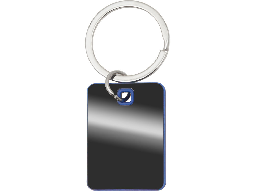 Металлический брелок с пластиковой цветной вставкой SteelPop Rct, серебристый с синим