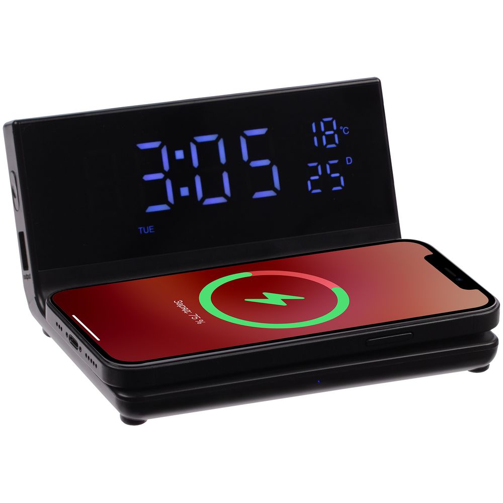 Зарядная станция с часами Electron с логотипом Uniscend | Print Logo